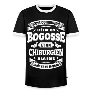ÉLU MEILLEUR CHIRURGIEN DE L'ANNÉE - T-shirt contrasté Homme - noir/blanc - Devant - AI Model Female 172 light (172cm) & AI Model Male 178 light (178cm)