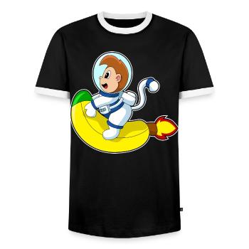 Monkey Astronaut Space - Men's Ringer Shirt - black/white - Front - AI Model Female 172 light (172cm) & AI Model Male 178 light (178cm)