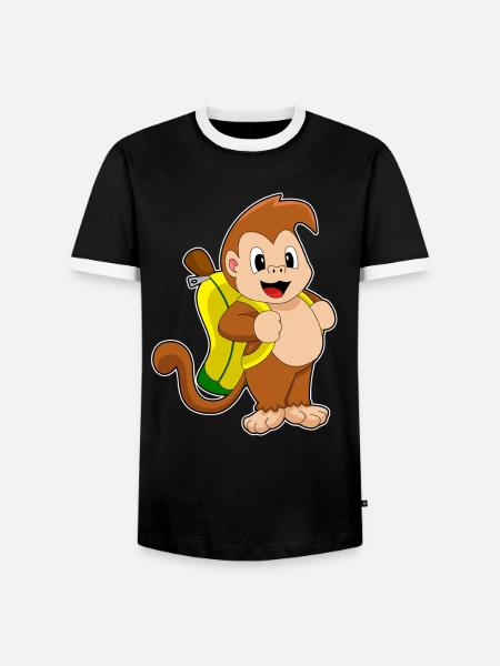 Affe Banane - Männer Kontrast-T-Shirt - Schwarz/Weiß