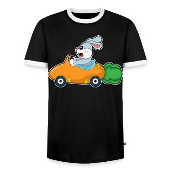 Rabbit Car - Men's Ringer Shirt - black/white - Front - AI Model Female 172 light (172cm) & AI Model Male 178 light (178cm)