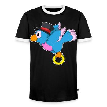 Papagei Bräutigam Ehering Hochzeit - Männer Kontrast-T-Shirt - Schwarz/Weiß - Vorne - AI Model Female 172 light (172cm) & AI Model Male 178 light (178cm)