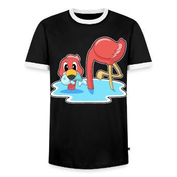 Flamingo Fisch - Männer Kontrast-T-Shirt - Schwarz/Weiß - Vorne - AI Model Female 172 light (172cm) & AI Model Male 178 light (178cm)