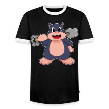 Mole Miner Shovel Mining - Men's Ringer Shirt - black/white - Front - AI Model Female 172 light (172cm) & AI Model Male 178 light (178cm)