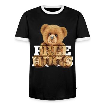 Teddy Gratis Umarmungen Geschenk - Männer Kontrast-T-Shirt - Schwarz/Weiß - Vorne - AI Model Female 172 light (172cm) & AI Model Male 178 light (178cm)