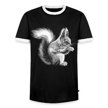 Écureuil - T-shirt contrasté Homme - noir/blanc - Devant - AI Model Female 172 light (172cm) & AI Model Male 178 light (178cm)