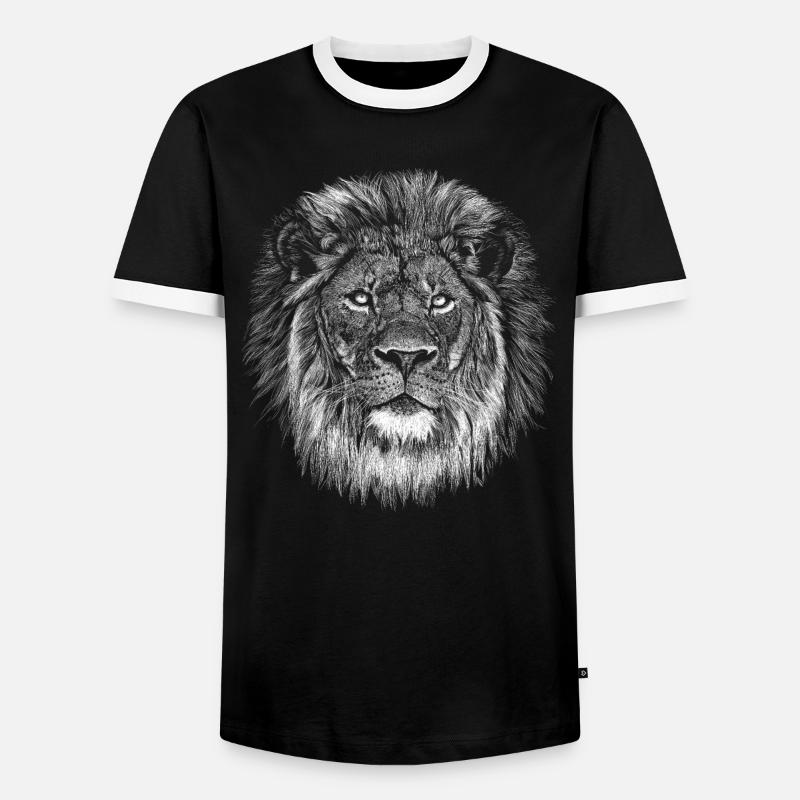 Löwe - Männer Kontrast-T-Shirt - Schwarz/Weiß