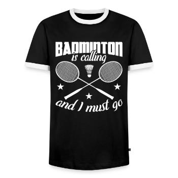 Le badminton m’appelle et je dois y aller - T-shirt contrasté Homme - noir/blanc - Devant - AI Model Female 172 light (172cm) & AI Model Male 178 light (178cm)