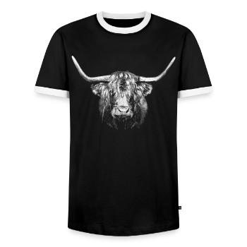 Bull - Men's Ringer Shirt - black/white - Front - AI Model Female 172 light (172cm) & AI Model Male 178 light (178cm)