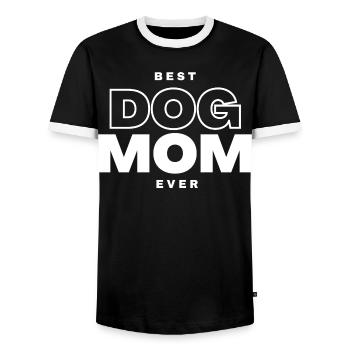 Best Dog Mama - Men's Ringer Shirt - black/white - Front - AI Model Female 172 light (172cm) & AI Model Male 178 light (178cm)