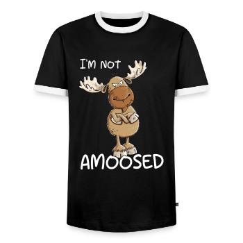 Funny Moose I Moose I Deer Reindeer Pun - Men's Ringer Shirt - black/white - Front - AI Model Female 172 light (172cm) & AI Model Male 178 light (178cm)
