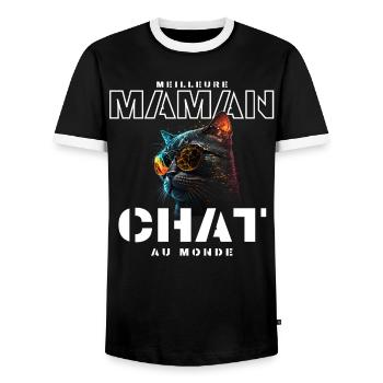 Meilleure Maman Chat Mondiale - T-shirt contrasté Homme - noir/blanc - Devant - AI Model Female 172 light (172cm) & AI Model Male 178 light (178cm)