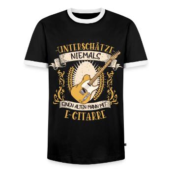 E-Gitarre Musiker Elektro Gitarre Geschenk - Männer Kontrast-T-Shirt - Schwarz/Weiß - Vorne - AI Model Female 172 light (172cm) & AI Model Male 178 light (178cm)
