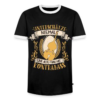 Kontrabass Musikerin Streichinstrument Geschenk - Männer Kontrast-T-Shirt - Schwarz/Weiß - Vorne - AI Model Female 172 light (172cm) & AI Model Male 178 light (178cm)