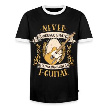 Guitare électrique Musicien Instrument de Musique Cadeau - T-shirt contrasté Homme - noir/blanc - Devant - AI Model Female 172 light (172cm) & AI Model Male 178 light (178cm)