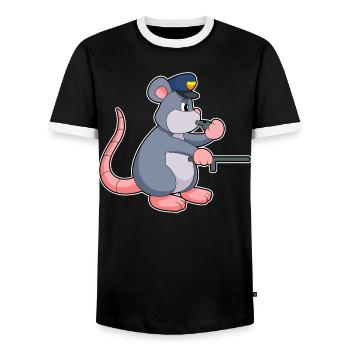 Rat Policier Matraque Police - T-shirt contrasté Homme - noir/blanc - Devant - AI Model Female 172 light (172cm) & AI Model Male 178 light (178cm)