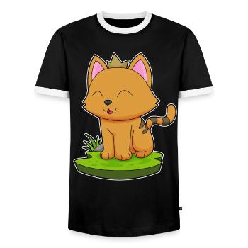 Cat Crown - Men's Ringer Shirt - black/white - Front - AI Model Female 172 light (172cm) & AI Model Male 178 light (178cm)