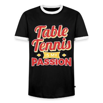 Tischtennis Motivation - Männer Kontrast-T-Shirt - Schwarz/Weiß - Vorne - AI Model Female 172 light (172cm) & AI Model Male 178 light (178cm)