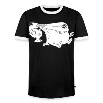 Monstre blanc aspirateur d'énergie - T-shirt contrasté Homme - noir/blanc - Devant - AI Model Female 172 light (172cm) & AI Model Male 178 light (178cm)