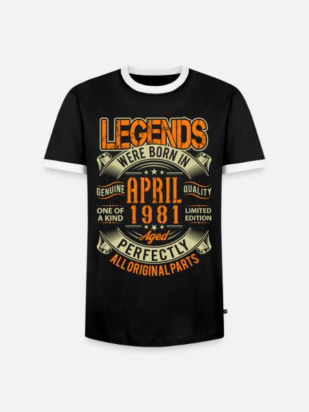 1981 April Birthday Legend - Men's Ringer Shirt - black/white