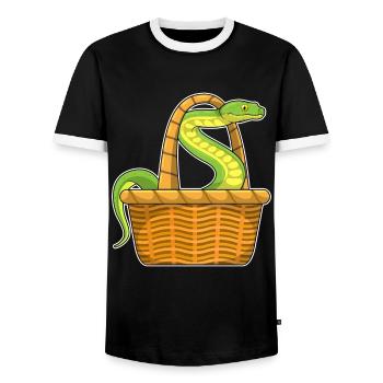 Snake basket - Men's Ringer Shirt - black/white - Front - AI Model Female 172 light (172cm) & AI Model Male 178 light (178cm)