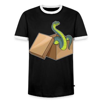 Schlange Karton - Männer Kontrast-T-Shirt - Schwarz/Weiß - Vorne - AI Model Female 172 light (172cm) & AI Model Male 178 light (178cm)