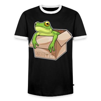 Carton grenouille - T-shirt contrasté Homme - noir/blanc - Devant - AI Model Female 172 light (172cm) & AI Model Male 178 light (178cm)