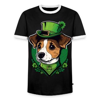 Journée Jack Russell St Patrick - T-shirt contrasté Homme - noir/blanc - Devant - AI Model Female 172 light (172cm) & AI Model Male 178 light (178cm)