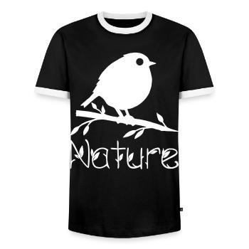 Nature is waking up (white) - Men's Ringer Shirt - black/white - Front - AI Model Female 172 light (172cm) & AI Model Male 178 light (178cm)