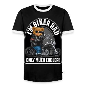 Me Biker Dad Much Cooler Father's Day - Men's Ringer Shirt - black/white - Front - AI Model Female 172 light (172cm) & AI Model Male 178 light (178cm)