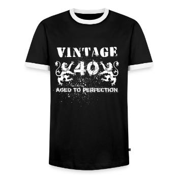 40th Birthday - Men's Ringer Shirt - black/white - Front - AI Model Female 172 light (172cm) & AI Model Male 178 light (178cm)