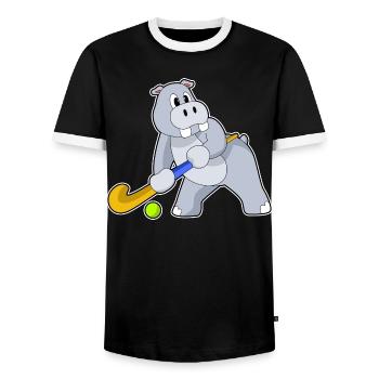 Hippopotamus Hockey sur gazon Stick - T-shirt contrasté Homme - noir/blanc - Devant - AI Model Female 172 light (172cm) & AI Model Male 178 light (178cm)