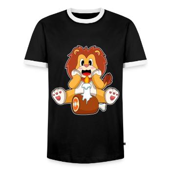 Bougie d’anniversaire du Lion - T-shirt contrasté Homme - noir/blanc - Devant - AI Model Female 172 light (172cm) & AI Model Male 178 light (178cm)