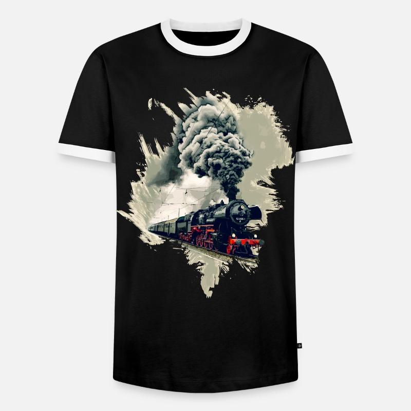 Alte Dampflok - Männer Kontrast-T-Shirt - Schwarz/Weiß