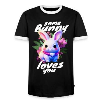 sweet Easter bunny brings you love - Men's Ringer Shirt - black/white - Front - AI Model Female 172 light (172cm) & AI Model Male 178 light (178cm)