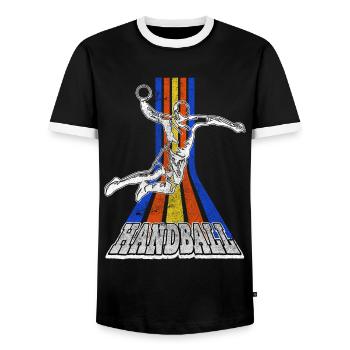 Handball Handball Player Handball Player Vintage Retro - T-shirt contrasté Homme - noir/blanc - Devant - AI Model Female 172 light (172cm) & AI Model Male 178 light (178cm)