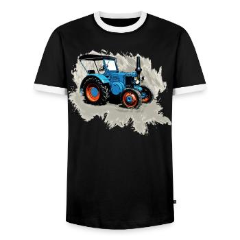 Traktor Lanz - Männer Kontrast-T-Shirt - Schwarz/Weiß - Vorne - AI Model Female 172 light (172cm) & AI Model Male 178 light (178cm)