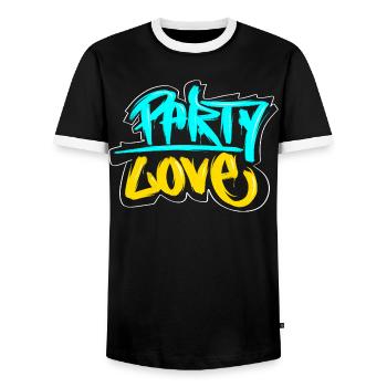 Party Love Graffiti Druck - Männer Kontrast-T-Shirt - Schwarz/Weiß - Vorne - AI Model Female 172 light (172cm) & AI Model Male 178 light (178cm)