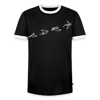 Der Flug des weißen Vogels - Männer Kontrast-T-Shirt - Schwarz/Weiß - Vorne - AI Model Female 172 light (172cm) & AI Model Male 178 light (178cm)