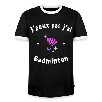 J Peux pas j ai Badminton - T-shirt contrasté Homme - noir/blanc - Devant - AI Model Female 172 light (172cm) & AI Model Male 178 light (178cm)