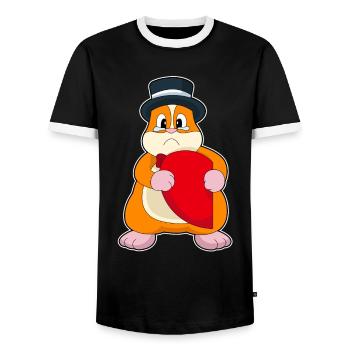 Mariage du cœur de marié de hamster - T-shirt contrasté Homme - noir/blanc - Devant - AI Model Female 172 light (172cm) & AI Model Male 178 light (178cm)