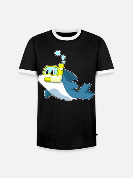 Dolphin Diver Snorkel Diving - Men's Ringer Shirt - black/white