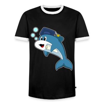 Delfin Student Diploma University - Men's Ringer Shirt - black/white - Front - AI Model Female 172 light (172cm) & AI Model Male 178 light (178cm)