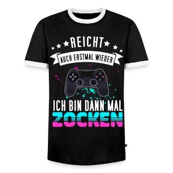 Gamer Design mit Controller - Funny Gaming Gamepad - Männer Kontrast-T-Shirt - Schwarz/Weiß - Vorne - AI Model Female 172 light (172cm) & AI Model Male 178 light (178cm)