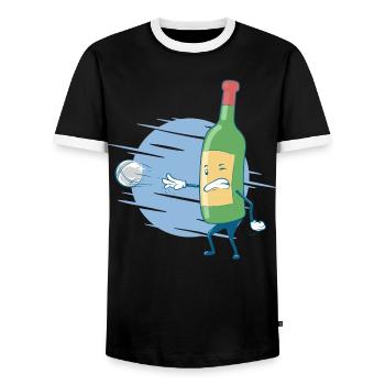 Boules de Boccia Boules de Boules de Boules de Boules de Boccia Tenue de pétanque - T-shirt contrasté Homme - noir/blanc - Devant - AI Model Female 172 light (172cm) & AI Model Male 178 light (178cm)