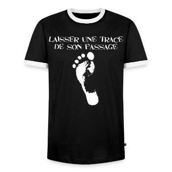 Laisser une trace de son passage (blanc) - T-shirt contrasté Homme - noir/blanc - Devant - AI Model Female 172 light (172cm) & AI Model Male 178 light (178cm)