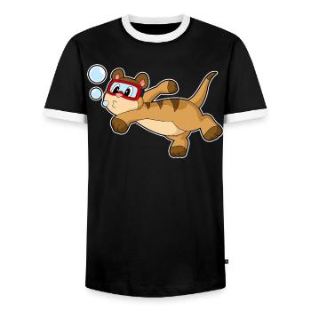 Erdmännchen Taucher Schwimmbrille Tauchen - Männer Kontrast-T-Shirt - Schwarz/Weiß - Vorne - AI Model Female 172 light (172cm) & AI Model Male 178 light (178cm)