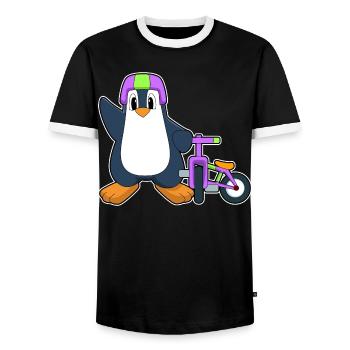 Vélo Pingouin - T-shirt contrasté Homme - noir/blanc - Devant - AI Model Female 172 light (172cm) & AI Model Male 178 light (178cm)