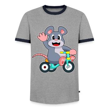 Rat Bicycle - Men's Ringer Shirt - grey/navy  - Front - AI Model Female 172 light (172cm) & AI Model Male 178 light (178cm)