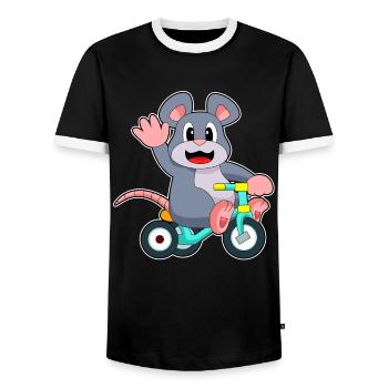 Rat Bicycle - Men's Ringer Shirt - black/white - Front - AI Model Female 172 light (172cm) & AI Model Male 178 light (178cm)