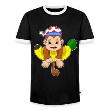 Monkey Sleeping Night Hat - Men's Ringer Shirt - black/white - Front - AI Model Female 172 light (172cm) & AI Model Male 178 light (178cm)